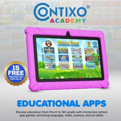 V8 Kids Tablet 32GB, 7” Screen WiFi Learning Device with Parental Controls, Shockproof Case, Epic! & LingoKids Apps