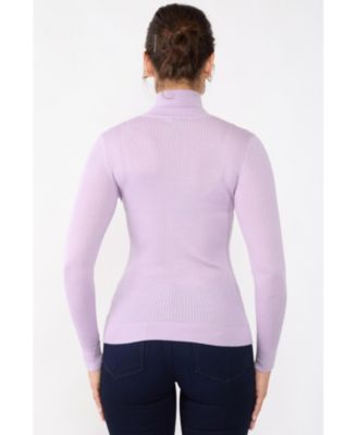 Women's Tissue Weight Cashmere Silk Rib-knit Turtleneck Sweater