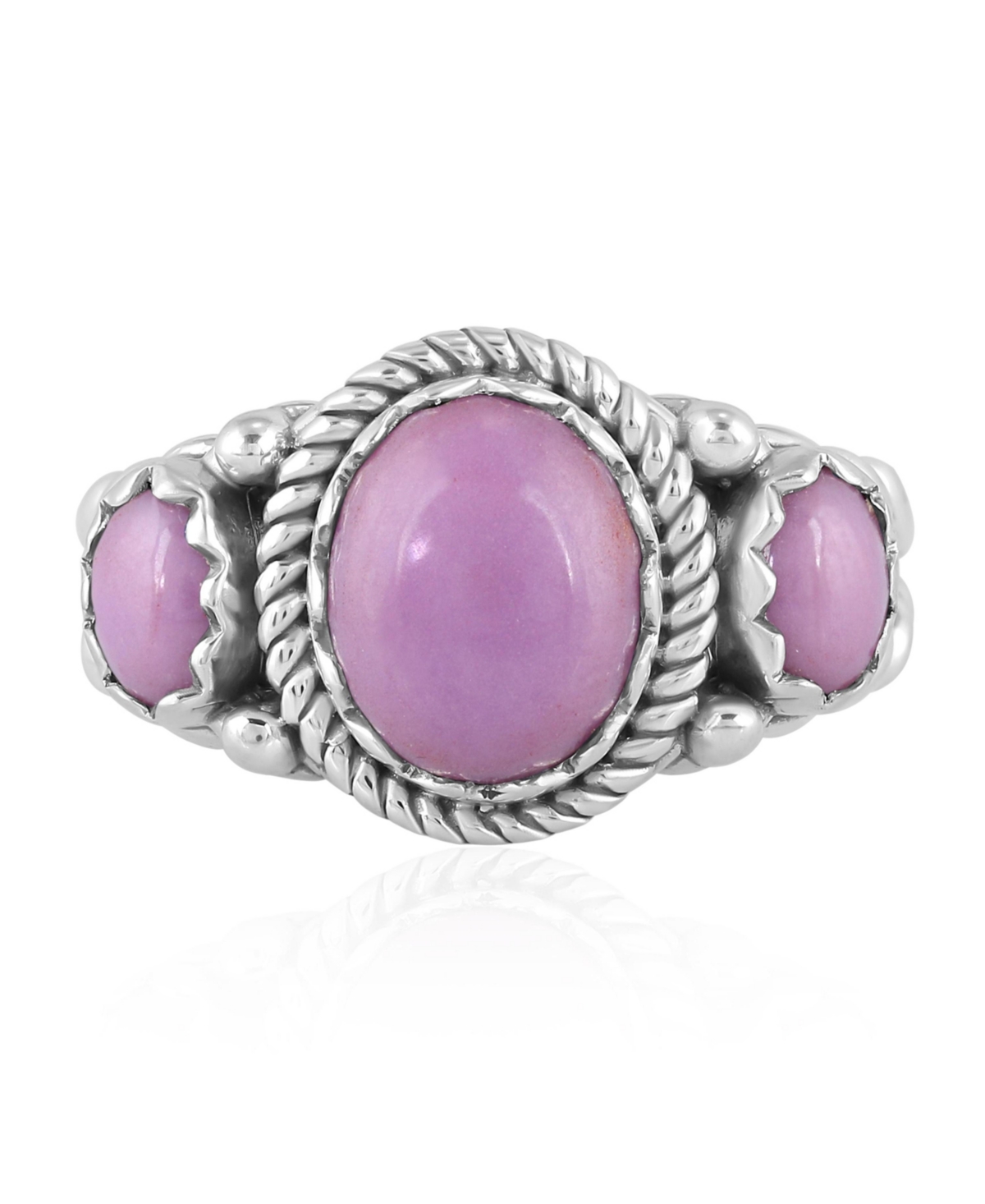 Sterling Silver Phosphosiderite 3-Stone Ring, Size 5 - Phosphosiderite