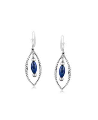 Sterling Silver Marquise Lapis Dangle Earrings