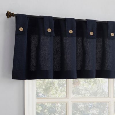Cotton Blend Button Tab Top Cafe Curtain Pair