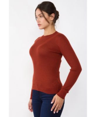 Women's Tissue Weight Cashmere Silk Rib-knit Crewneck Sweater