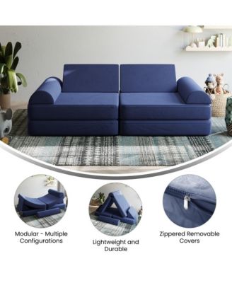 Conner Modular Play Couch For Kids With Convertible 6-Piece Design And Soft Foam Cushions