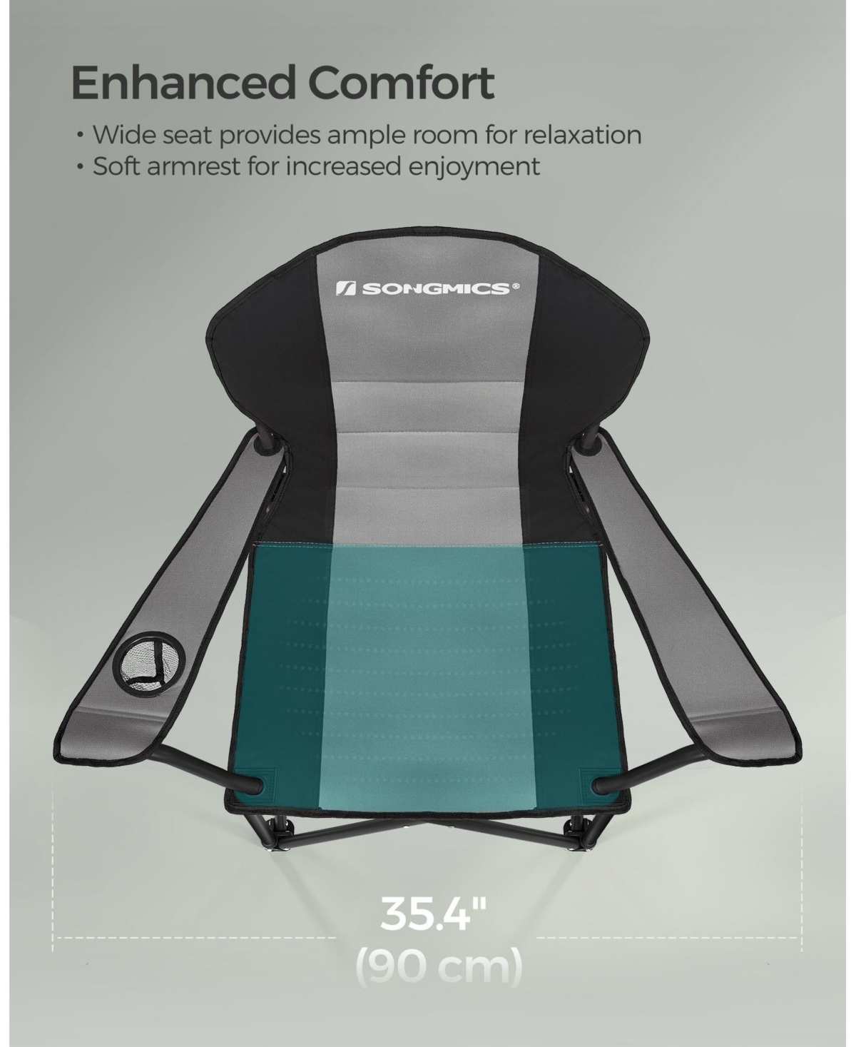 Slickblue Heavy Duty Folding Camping Chair with Comfortable Sponge Seat and Cup Holder - Black