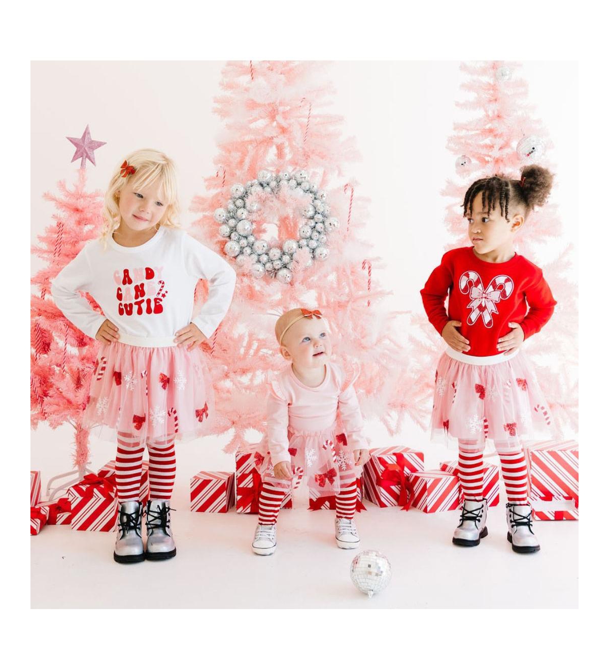 Sweet Wink Baby Girls Candy Cane Cutie Christmas Long Sleeve Tutu Bodysuit