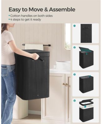 Laundry Hamper Dirty Clothes Storage Basket with Lid Liner and Handles Rectangular