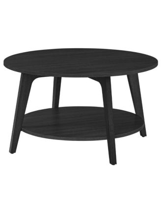 2-Tier Round Coffee Table with Open Storage Shelf for Living Room