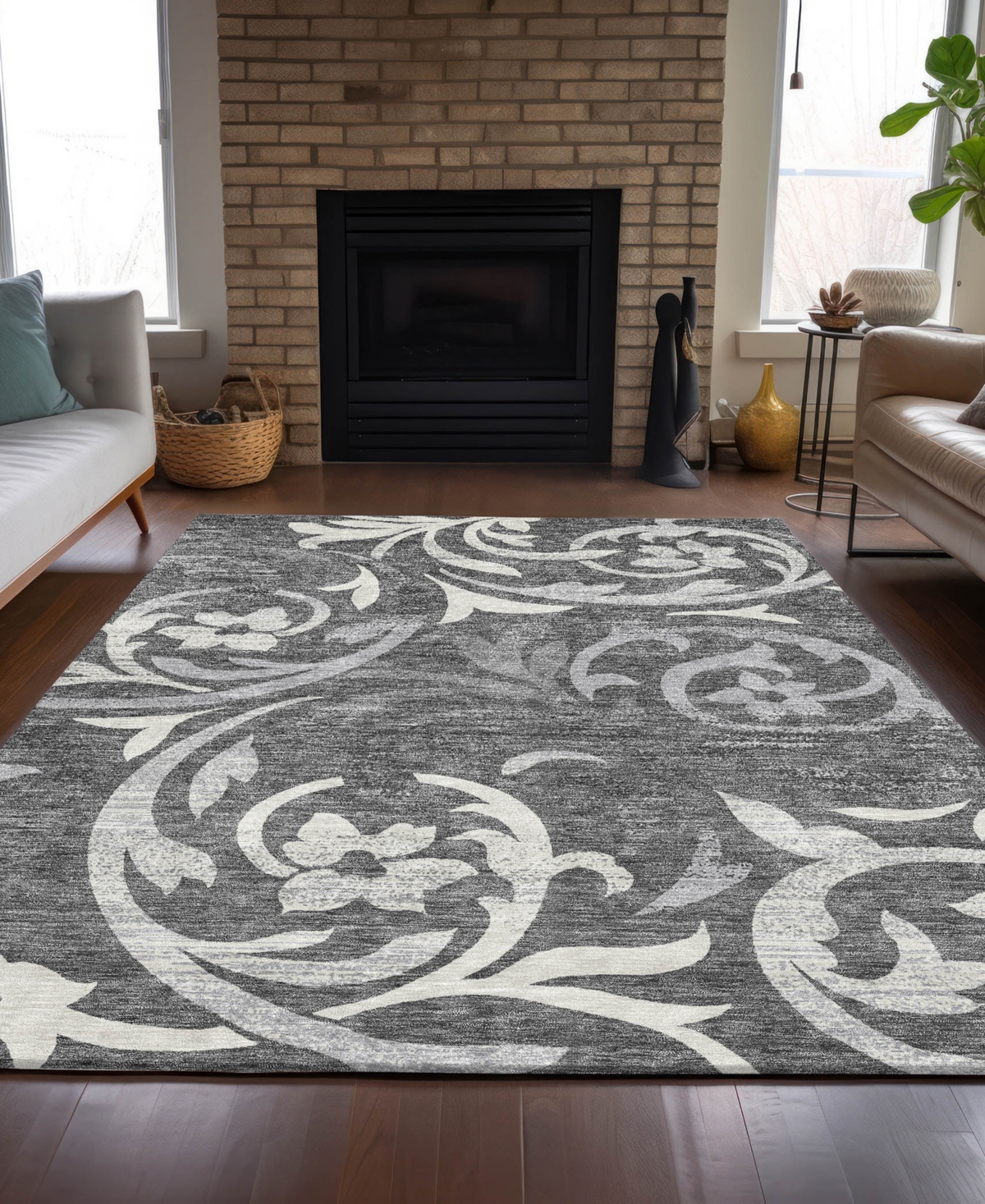 Addison Chantille Acn764 8'x10' Area Rug In Charcoal