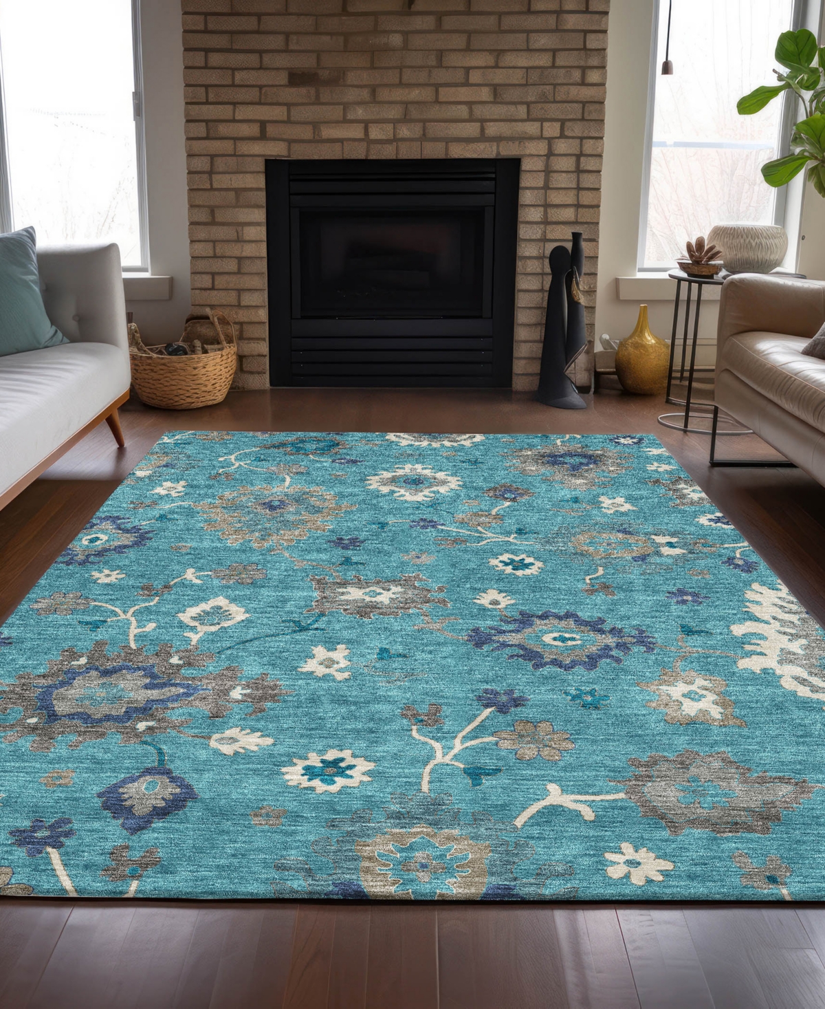 Addison Chantille Machine Washable Acn753 8'x10' Area Rug In Teal
