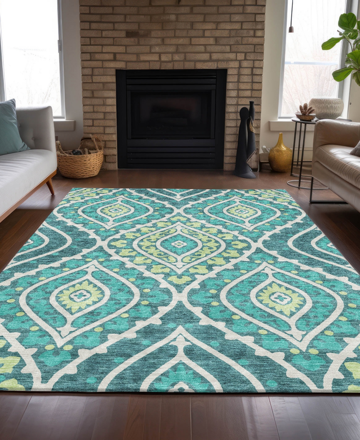 Addison Chantille Acn761 5'x7'6" Area Rug In Teal