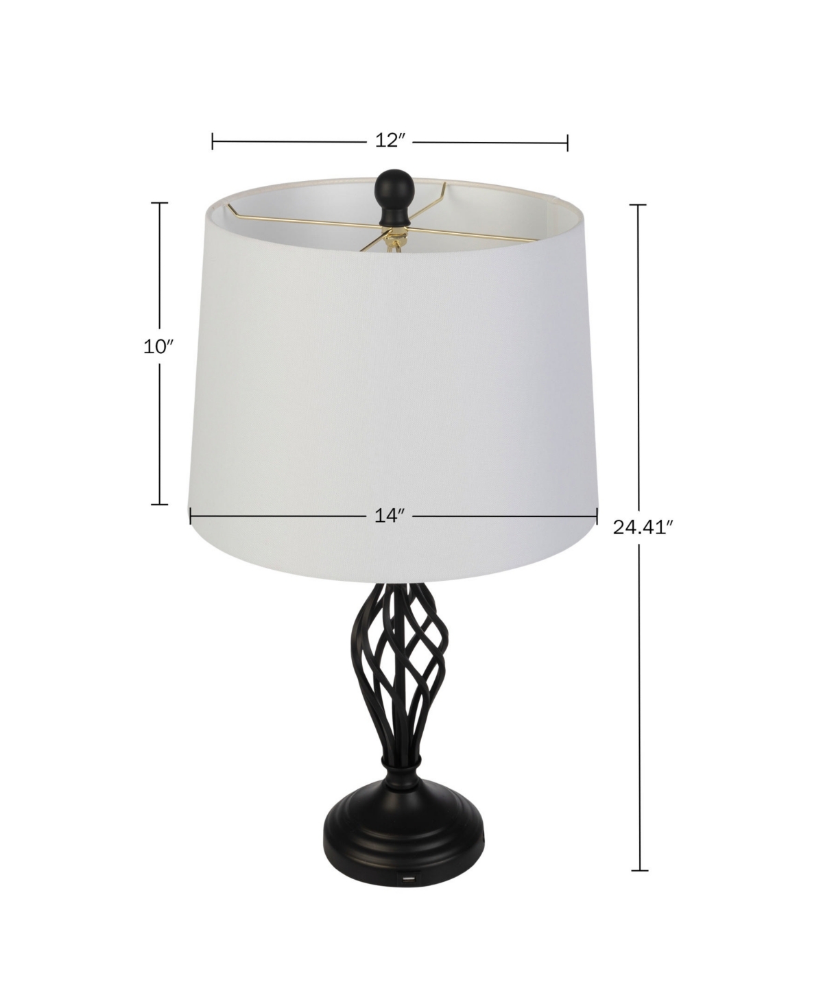 LAVISH HOME 24.41" USB CHARGING LED TABLE LAMP SET 