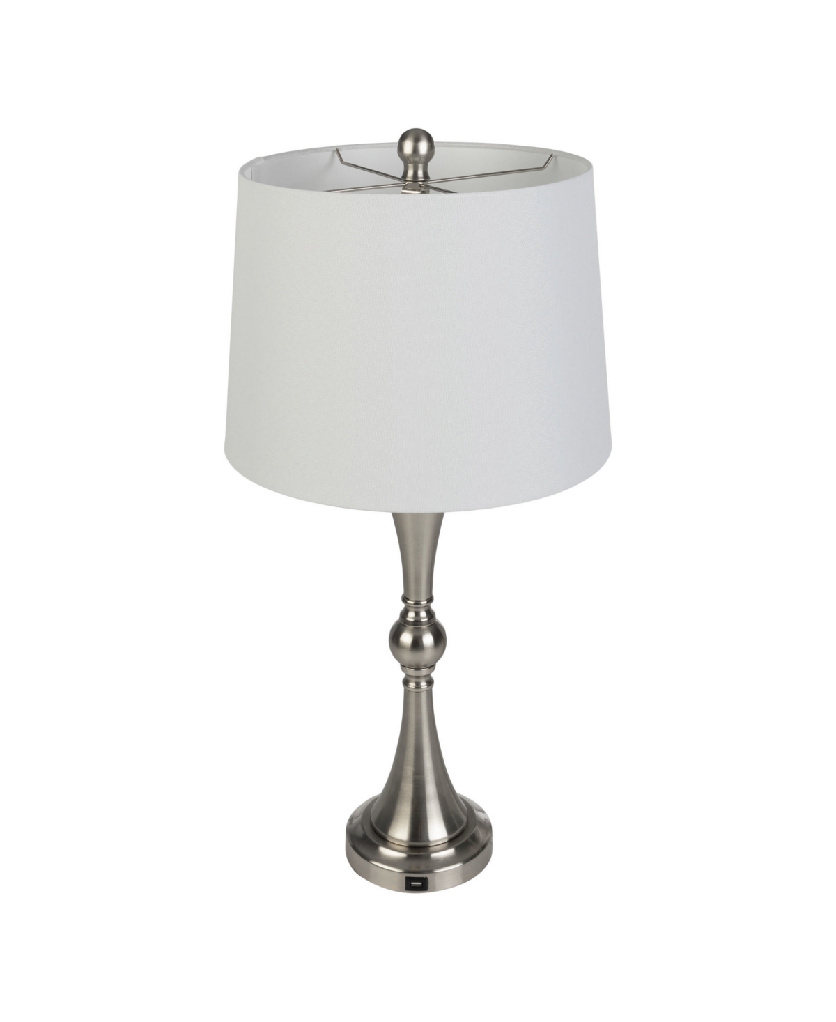 Lavish Home 28.74" Usb Charging Led Table Lamp Set In Brushed Silver