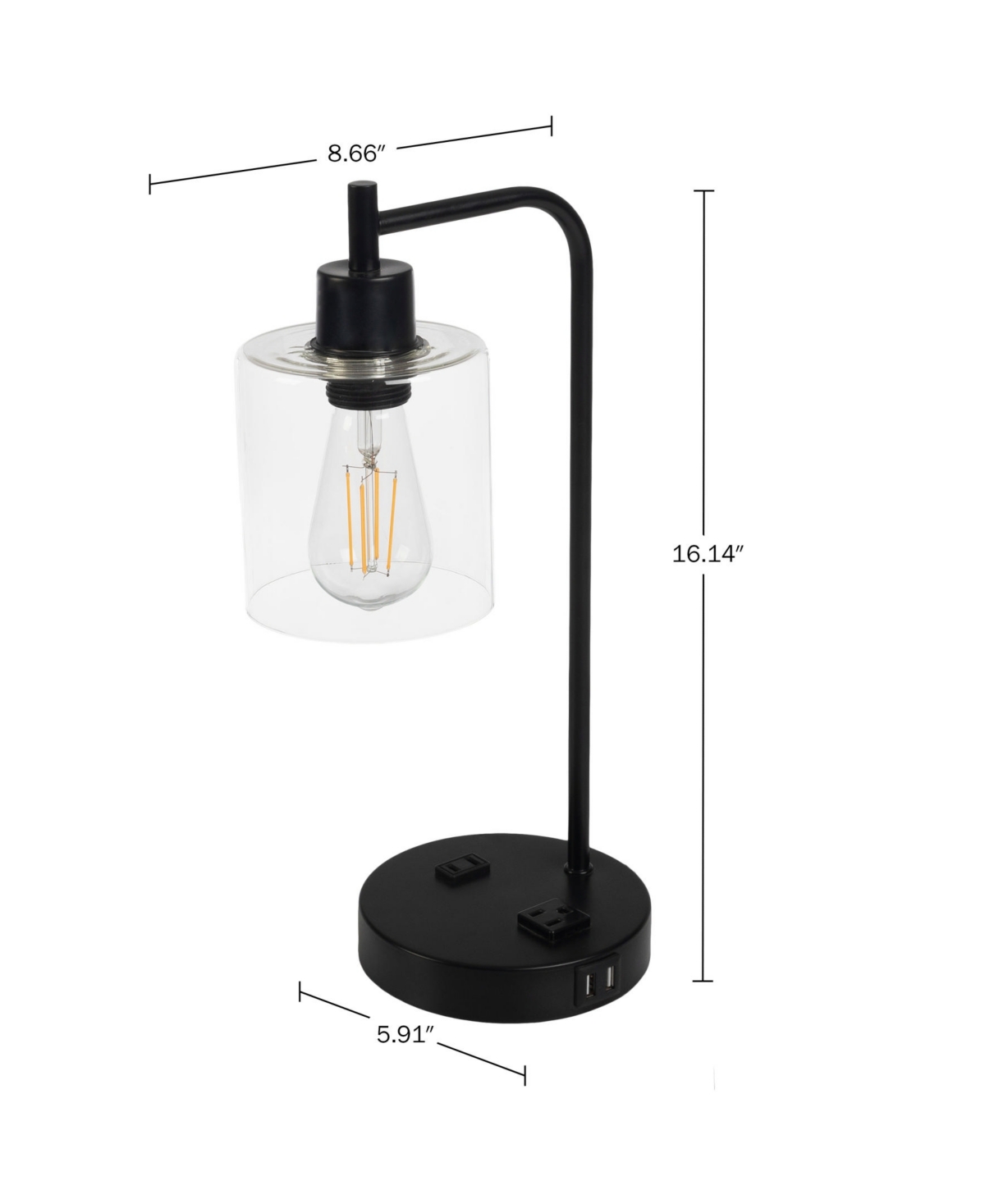 LAVISH HOME 16.14" TOUCH CONTROL SMALL TABLE LAMP 