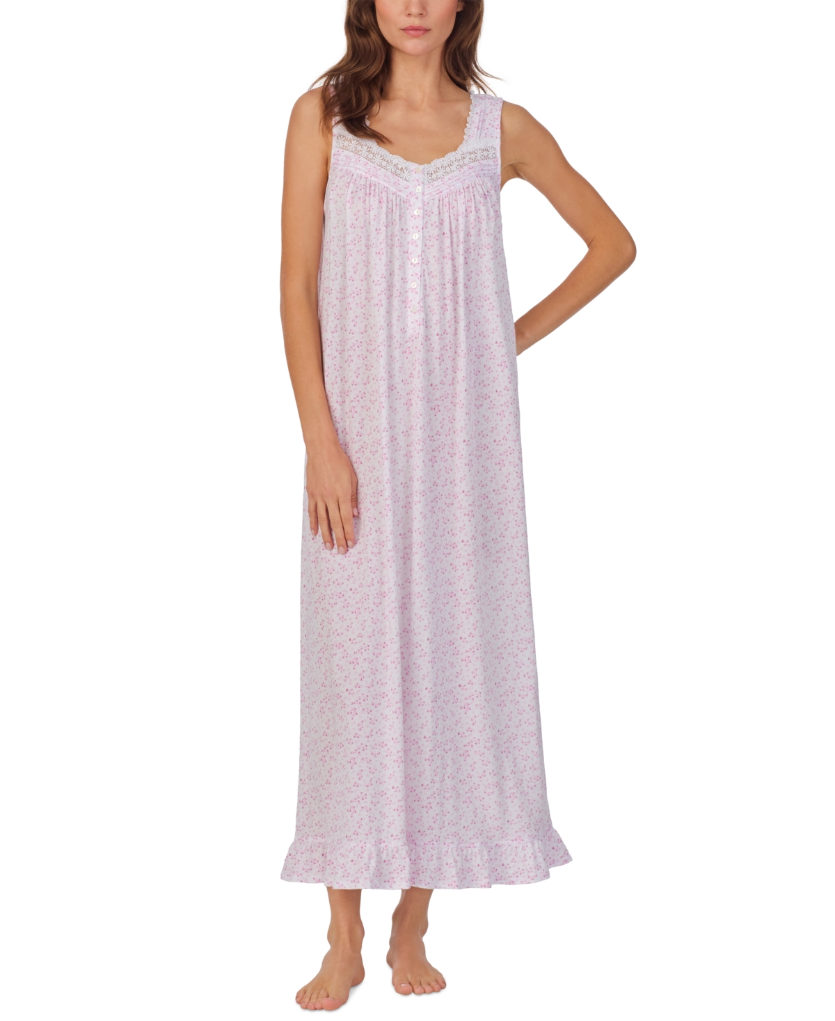 Women's Sleeveless Ballet Nightgown - White Pink print