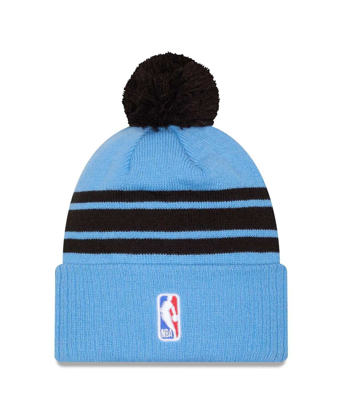 Shop New Era Men's Blue La Clippers 2024/25 City Edition Cuffed Knit Hat With Pom
