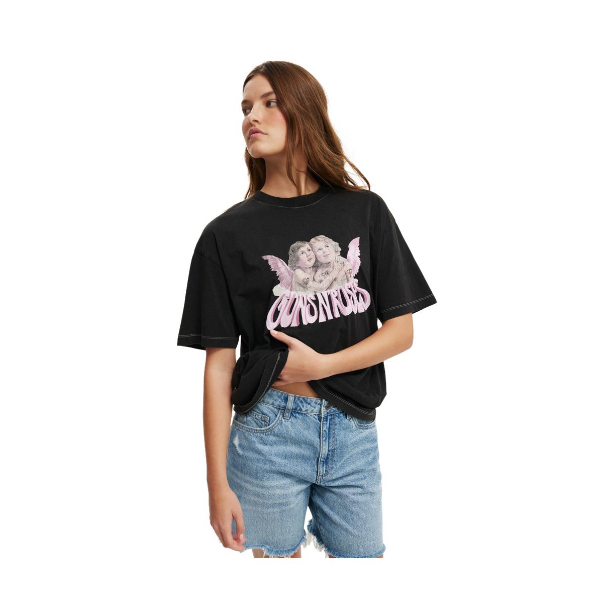 Cotton On Women's The Lcn Boxy Graphic Tee -black