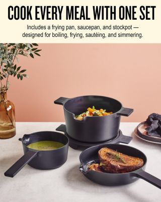 Neat Nested Nonstick Ceramic Cookware Set 5-Piece Set Peach - Easy to Clean, Oven Safe and Made without PFAS, PFOA & PTFE
