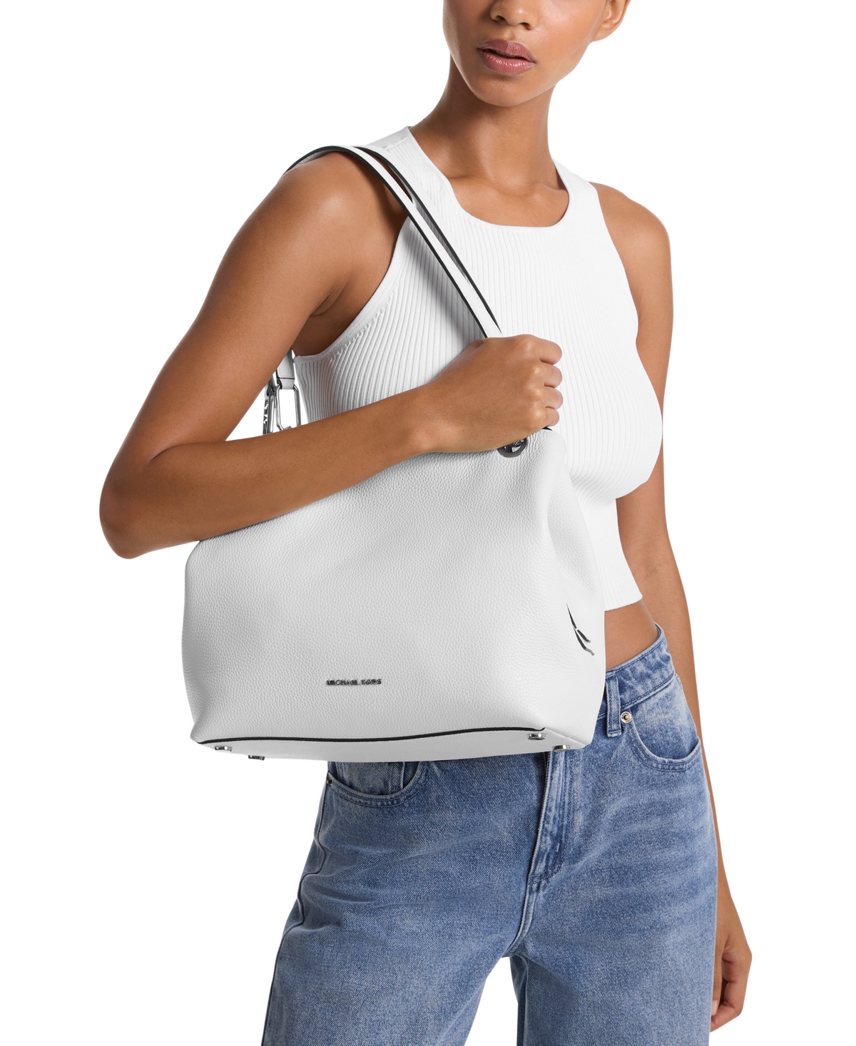 Michael Kors Michael  Kensington Large Leather Tote In White