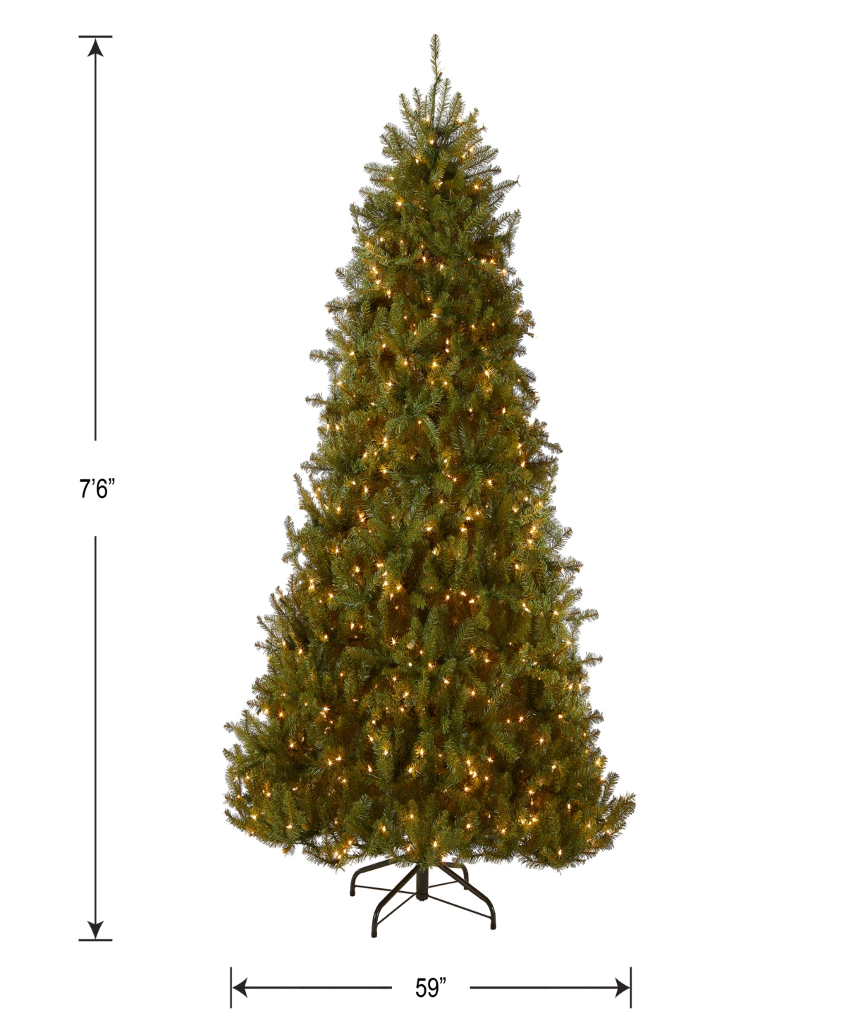 National Tree 7.5' Dunhill Fir Hinged Tree with 750 Clear Lights