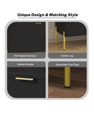 1 PC wooden Unique Herringbone Design Multifunctional TV Stand With LED Light