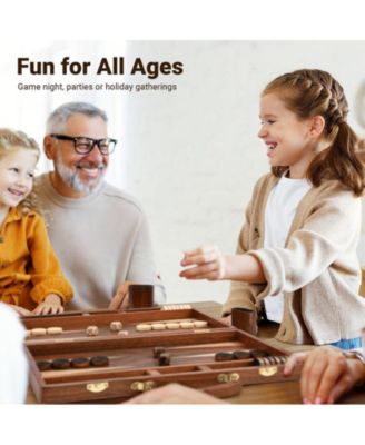 Backgammon Board Game Set (15 Inches) for Adults and Kids