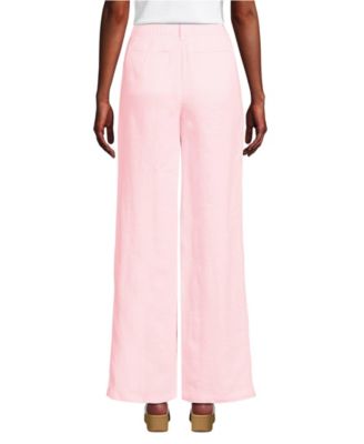 Women's High Rise Wide Leg Linen Pleated Pants