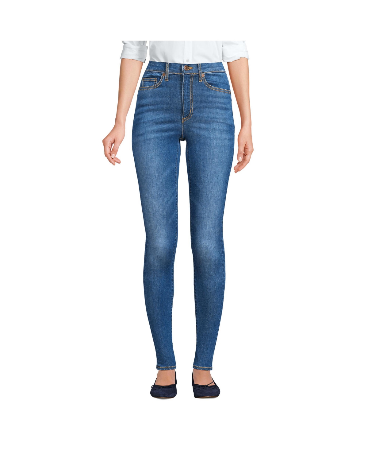 Lands' End Women's High Rise Stretch Denim Skinny Jeans