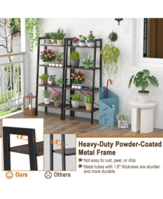 4-Tier Bookshelf with Metal Frame and Adjustable Foot Pads
