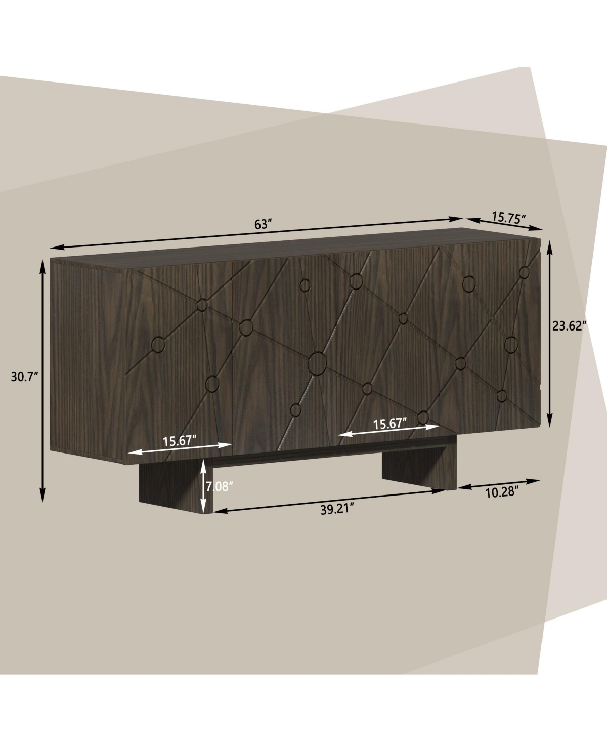 Boyel Living 63'' Large Buffet Sideboard 4 Door Storage Cabinet