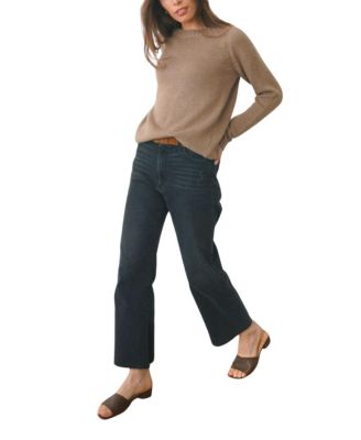 Women's Cotton Sloane Crewneck Pullover Sweater in Mocha