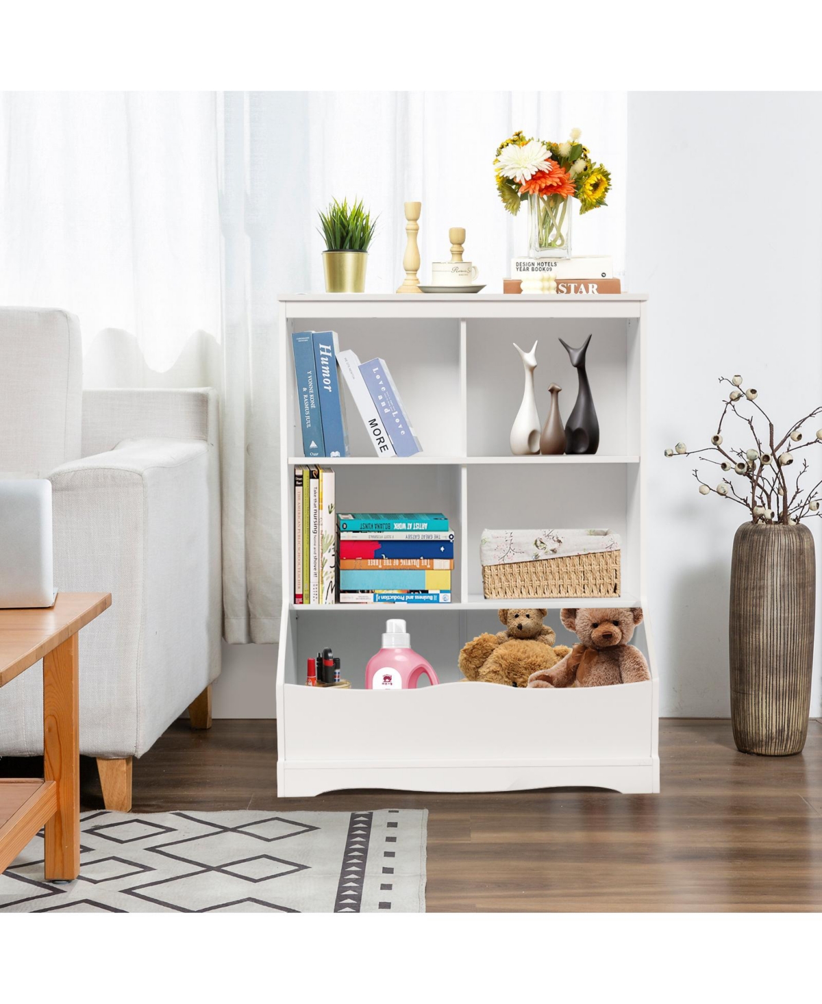 Gouun 3-Tier Children's Multi-Functional Bookcase Toy Storage Bin Floor Cabinet