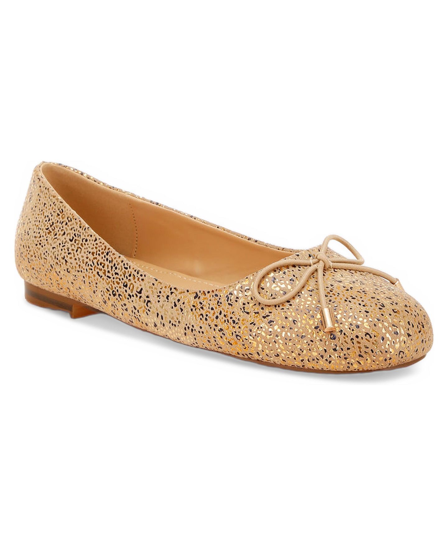 Женские балетки Rag & Co Apollon Bow Detail Embossed Suede Ballerinas, цвет: Золотой — фото 1