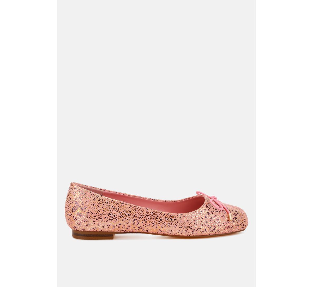 Apollon Bow Detail Embossed Suede Ballerinas - Red