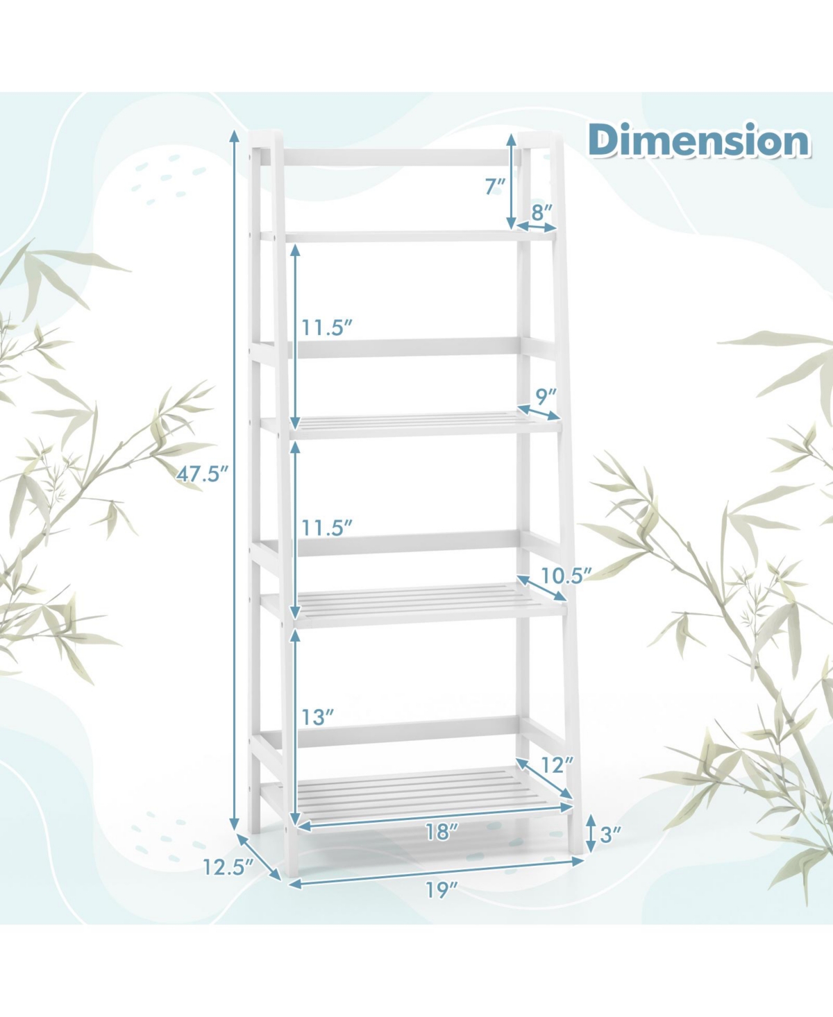 Gouun 47.5 Inch 4-Tier Multifunctional Bamboo Bookcase Storage Stand Rack
