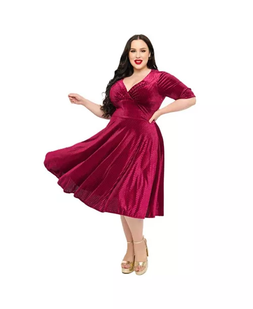 plus size half sleeve surplice delores swing dress