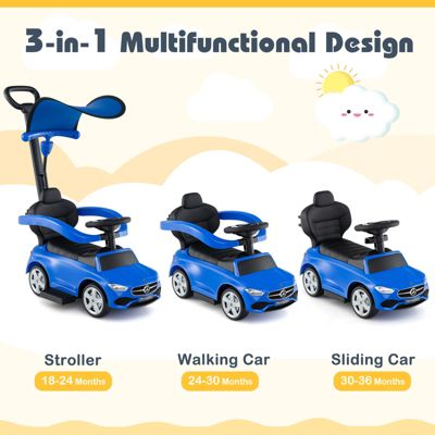 3 in 1 Ride on Push Car Mercedes Benz Toddler Stroller Sliding Car