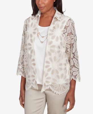 Women's Coming up Roses Medallion Lace Two in One Top with Necklace