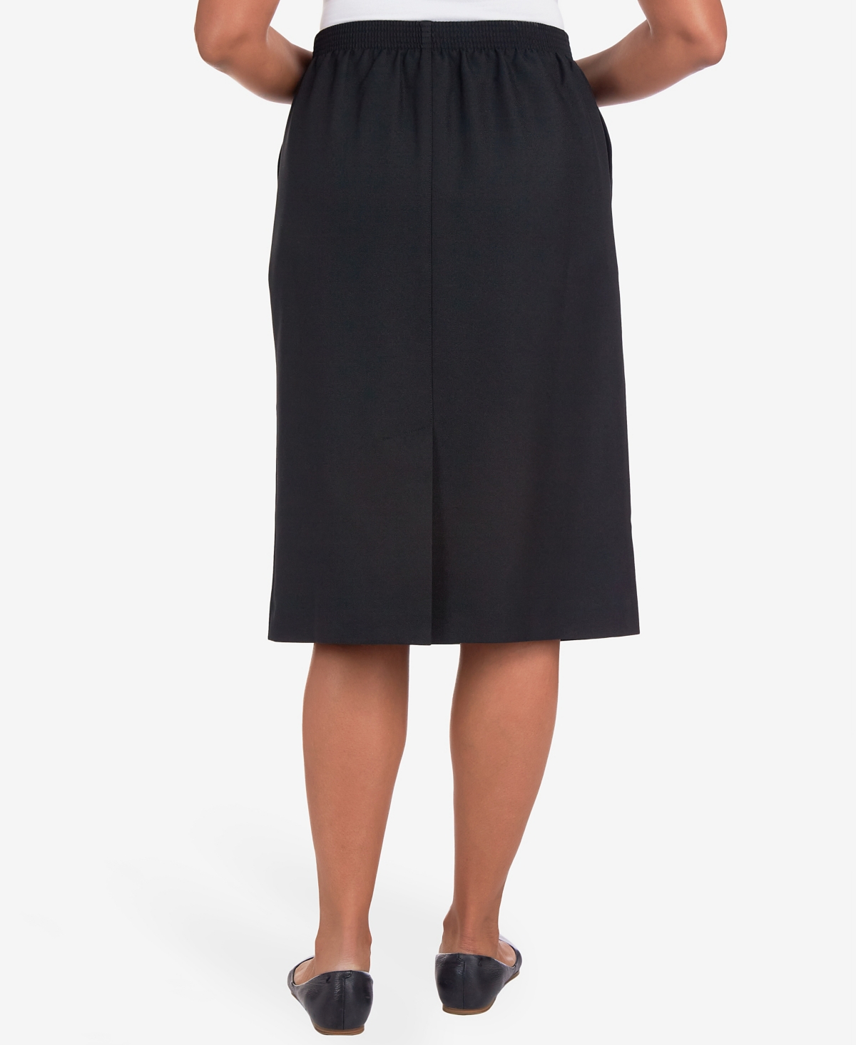 ALFRED DUNNER WOMEN'S CINCH WAIST MIDI SKIRT WITH SLANT POCKETS 
