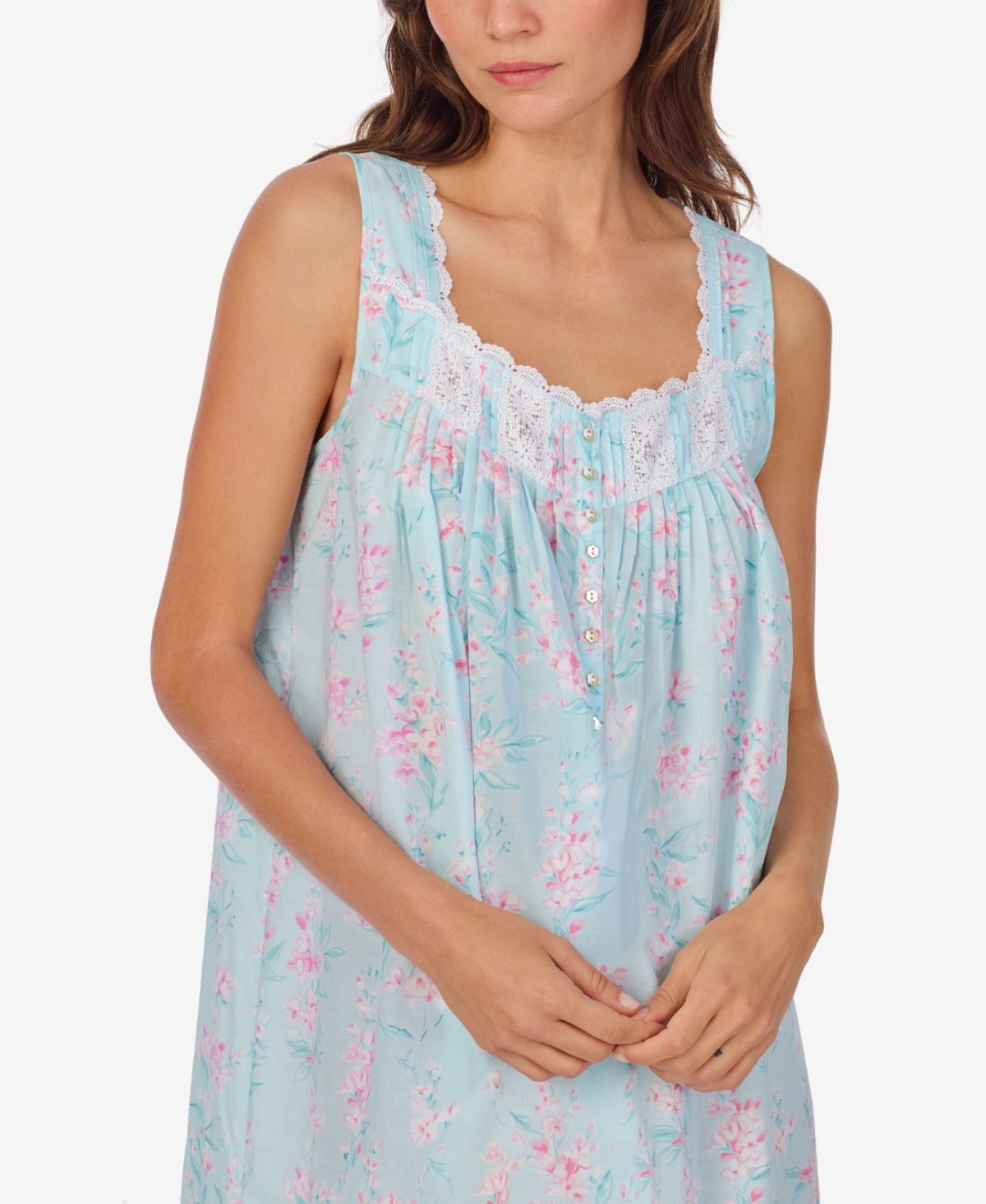 Shop Eileen West Women's Sleeveless Ballet Nightgown In Aqua Floral