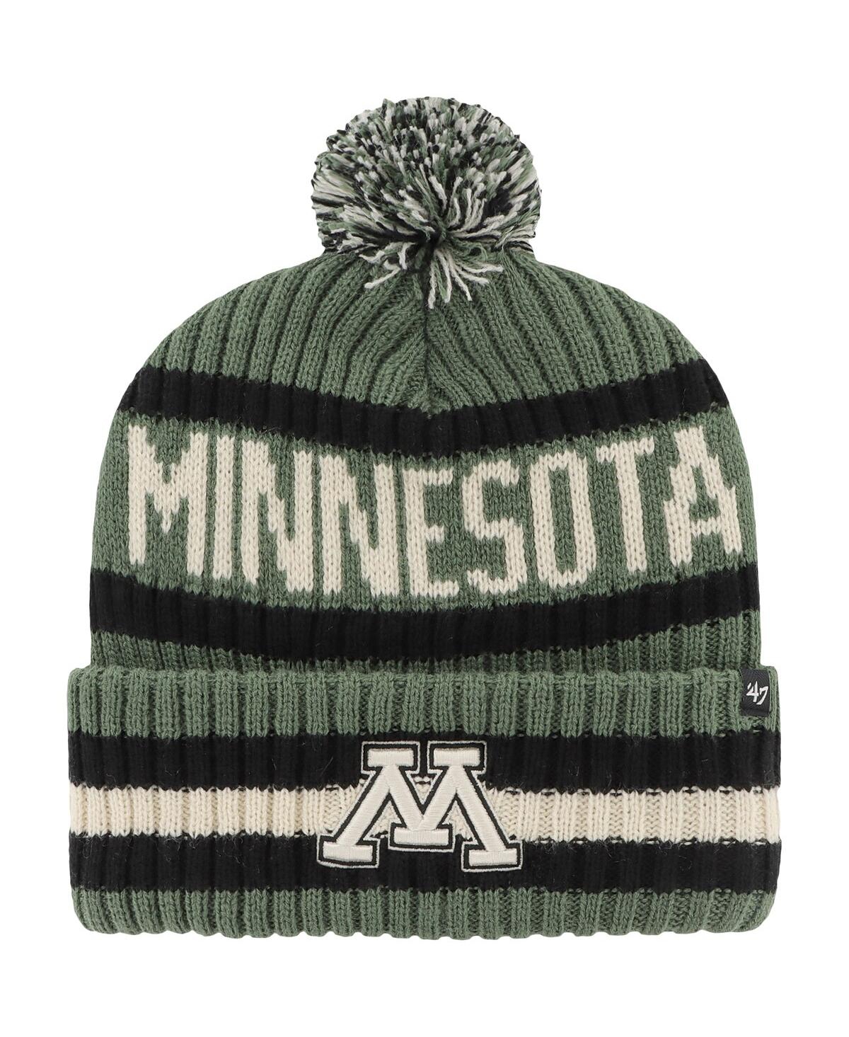 47 Brand Men's Green Minnesota Golden Gophers Oht Military Appreciation Bering Cuffed Knit Hat With Pom In Green