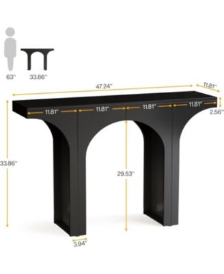 94" Wood Entryway Console Table Set of 2   Arched Base Narrow Sofa & Hallway Accent Tables