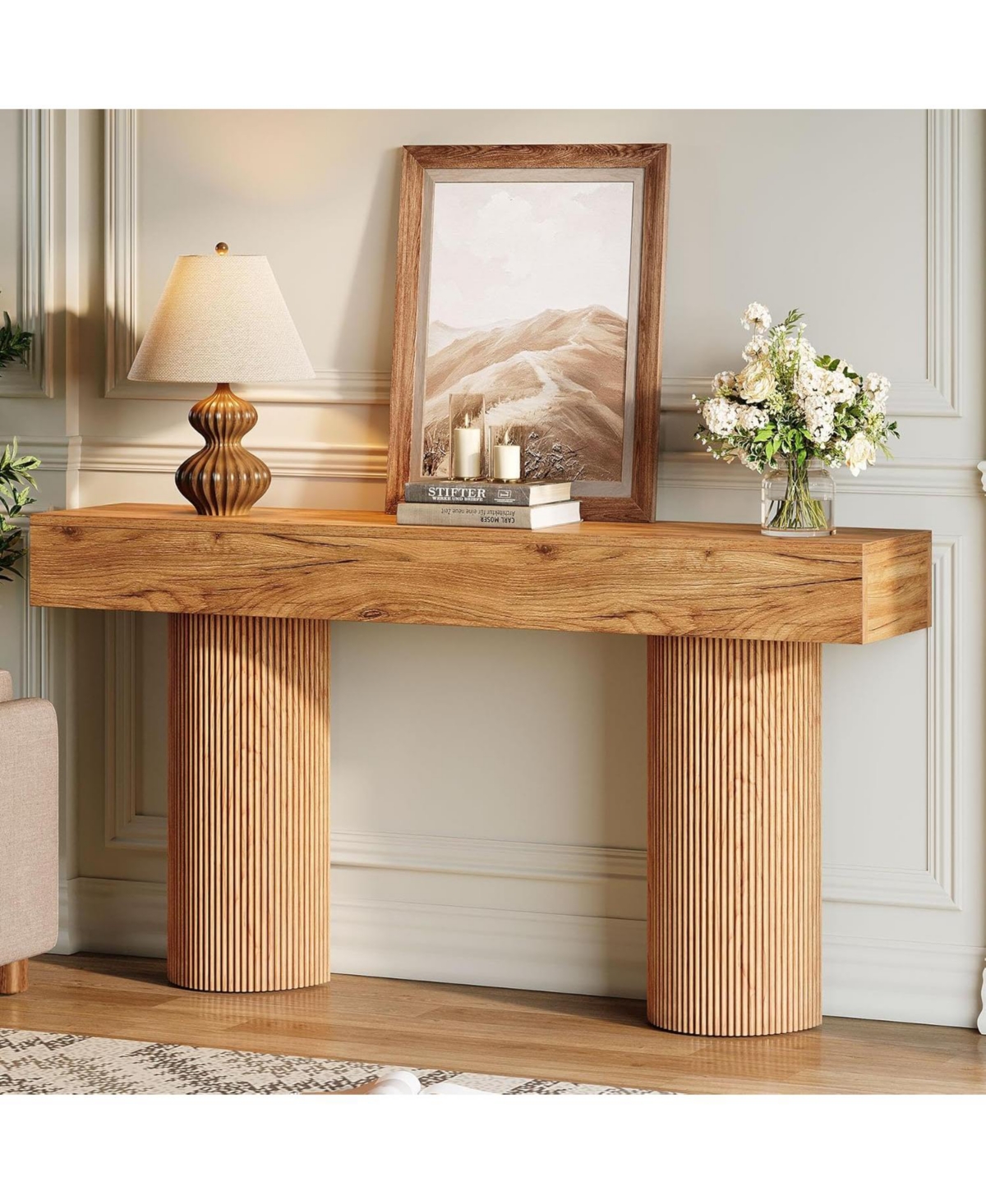 Tribesigns Farmhouse Console Table, 63-Inch Long Wooden Entryway Table Behind The Couch, Modern Narrow Entrance Foyer Accent Table Sofa Table