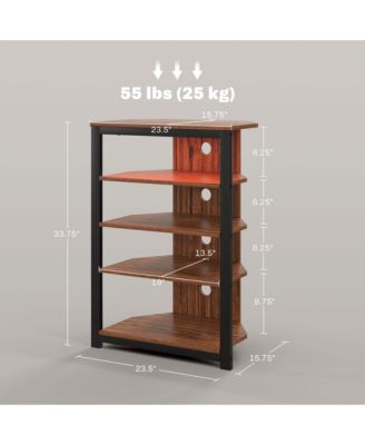 TV Stand with Lights, 5-Tier Storage Shelves and Steel Frame