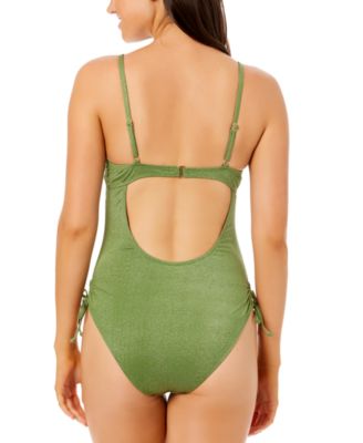 Juniors' Lurex Open-Back Scoop-Neck One-Piece Swimsuit, Exclusively at Macy's