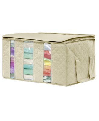 Foldable Storage Bag Organizers, 3 Sections, Great for Clothes, Blankets, Closets, Bedrooms, and More, 2-Pack (Teal