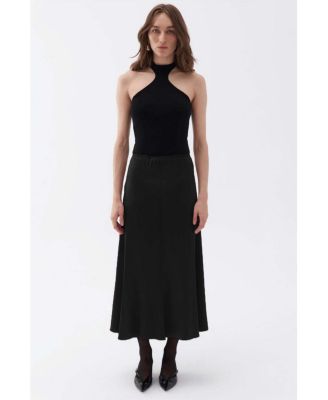 Women's Elastic Waisted Midi Skirt