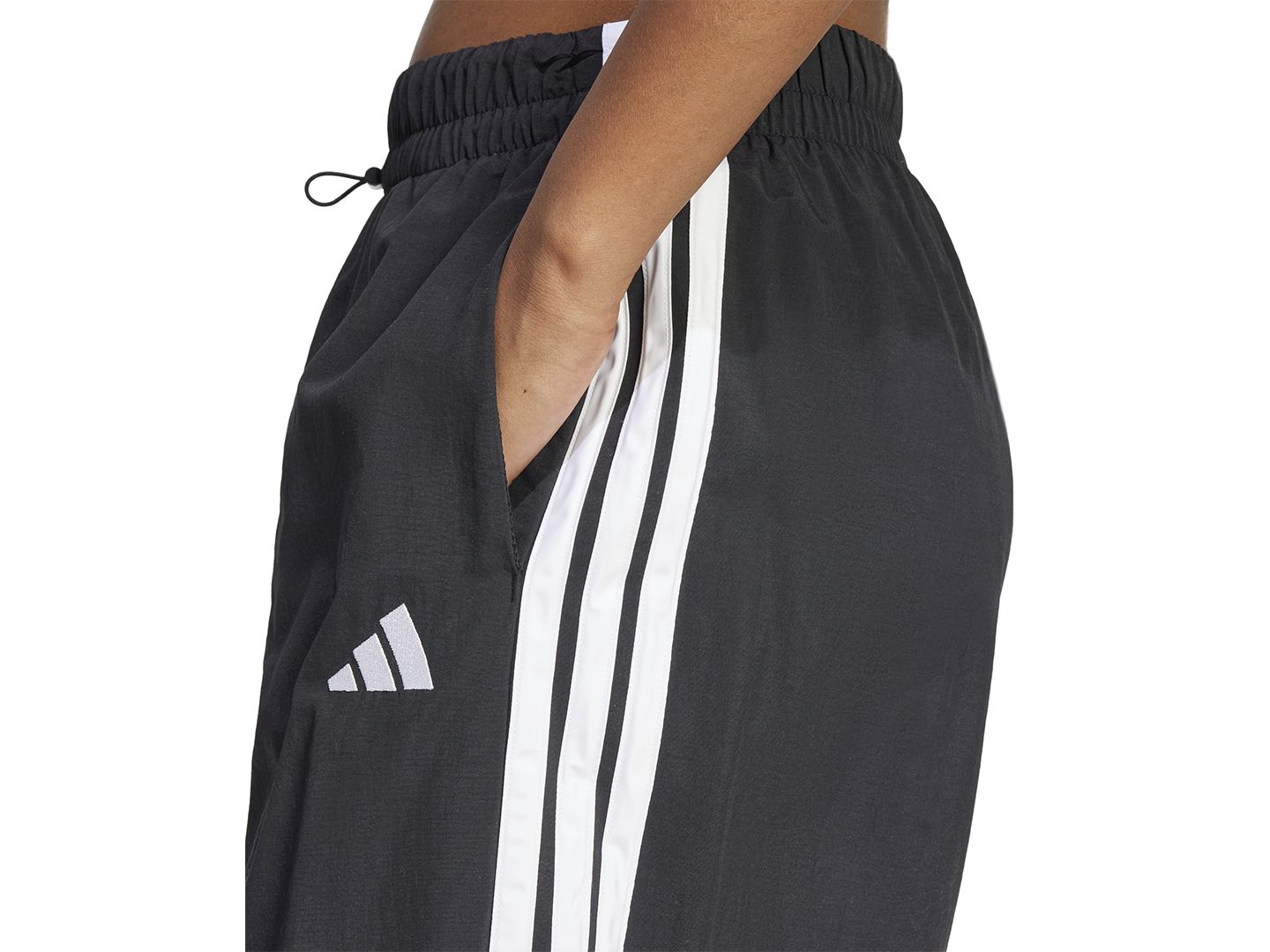 Женские брюки adidas Three Stripe Parachute, цвет: Чёрный / Белый — фото 3