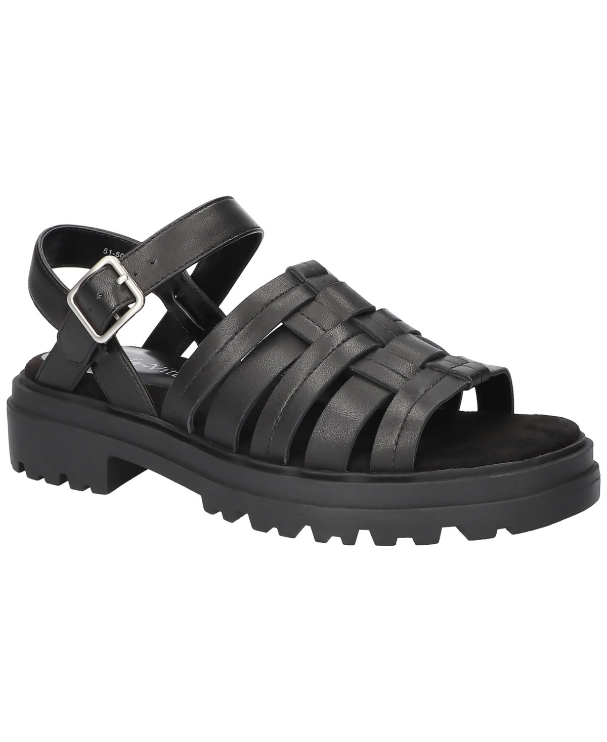 Bella Vita Women's Loni Lug Sole Fisherman Sandals In Black Leather