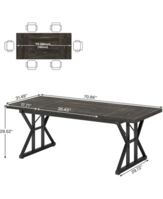 Farmhouse Dining Table for 6, 70.8" Rectangular Wood Table with Heavy Duty Metal Legs for Kitchen or Dining Room