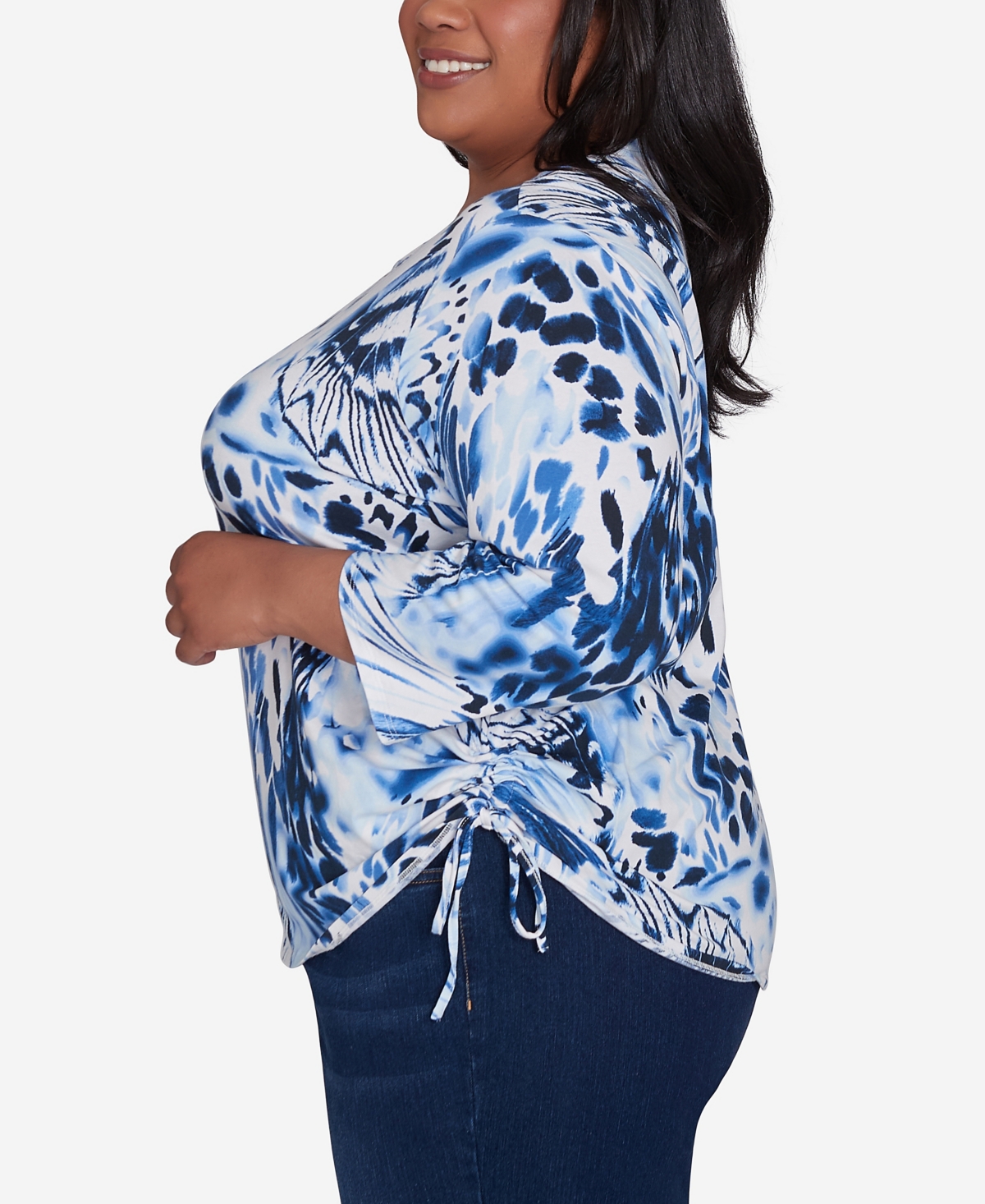 Alfred Dunner Plus Size Abstract Animal Print Three Quarter Sleeve Top